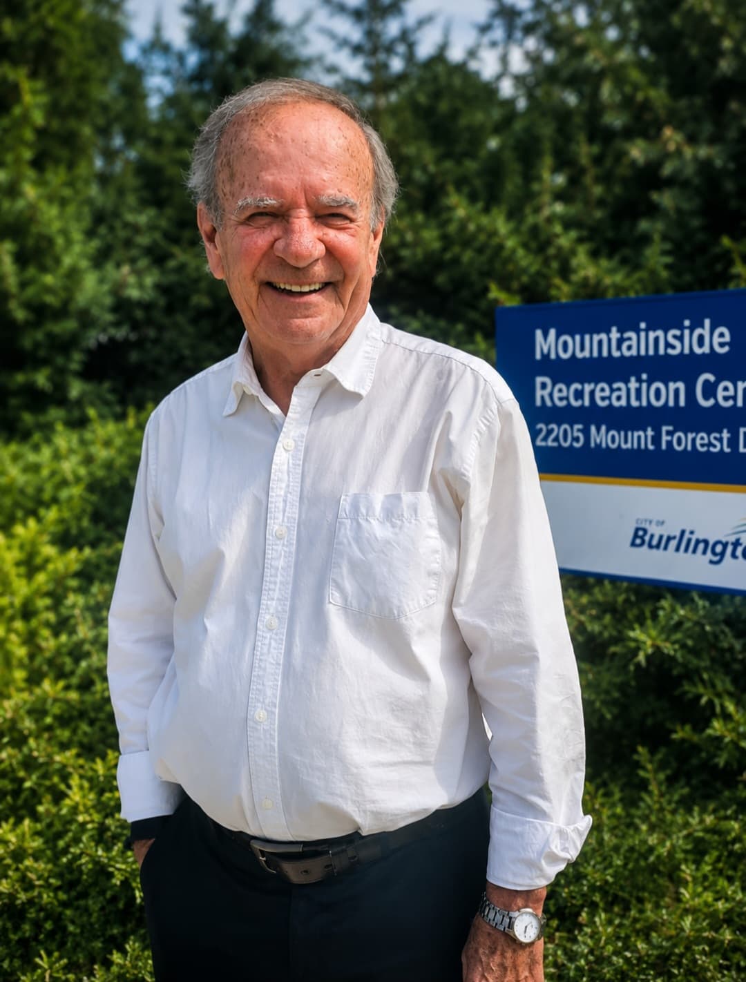 Mark Carr, candidate for Ward 3 Councillor, outside Mountainside Recreation Centre in Burlington